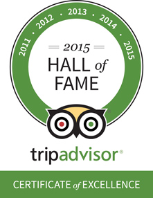 2015 Hall of Fame - TripAdvisor Certificate of Excellence