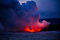 Lava flowing into the sea - Photo Credit: Hawaii Tourism Authority (HTA) / Tor Johnson