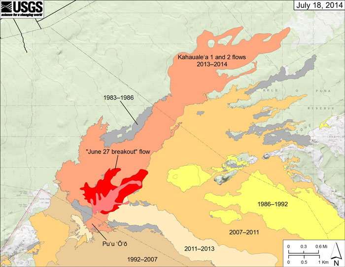 Eastern Rift Zone lava field map - July 18, 2014