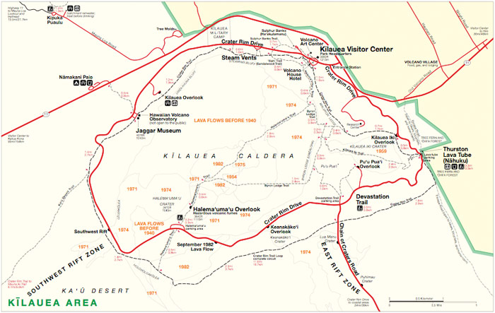 An Older Map of the Hawaii Volcanoes National Park