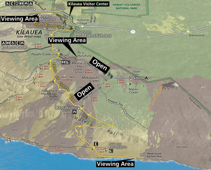 Map of the Hawaii Volcanoes National Park