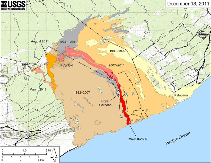 Eastern Rift Zone lava field map - December 13, 2011